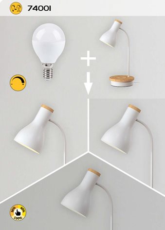 74001 Stmívatelná dotyková stolní lampa s bezdrátovým nabíjením 1xE14/25W/230V kaučukovník 5
