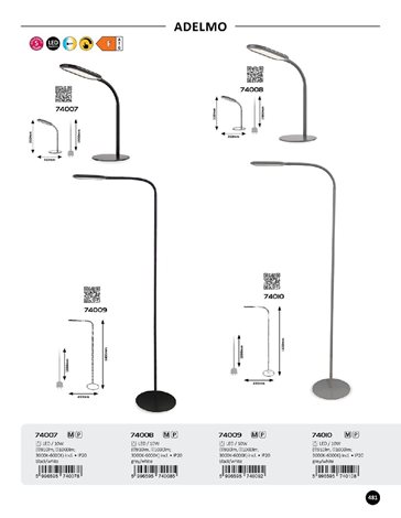 74010 Dotykové stojanové svítidlo ADELMO LED V1400mm 10W/910lm 3000-6000K šedá, bílá 10