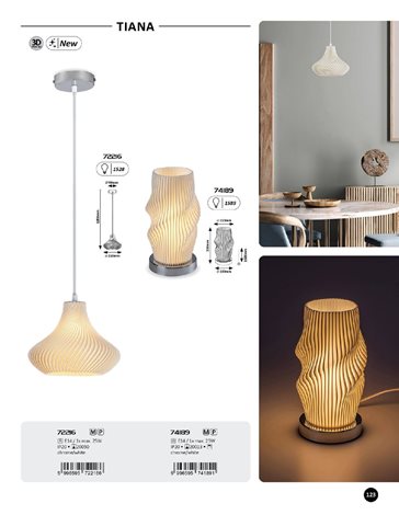 74189 Stolní lampa TIANA s kabelovým spínačem E14 1x MAX 25 220-240V IP20 7