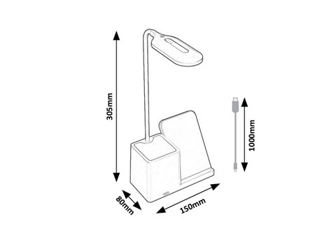 74233 Stmívatelná stolní lampa s bezdrátovým nabíjením CERIE QI LED 4W 5V 3000 4000 6500K IP20 bílá 12