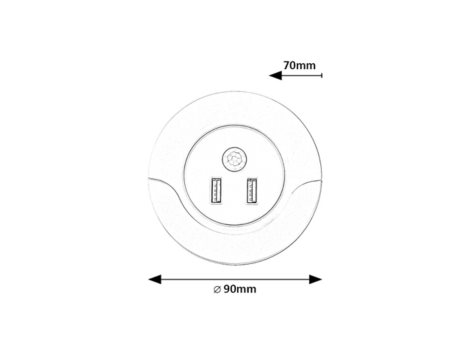 76012 LED Noční světlo do zásuvky se senzorem 2xUSB LED/13,9W/230V 3000K 2
