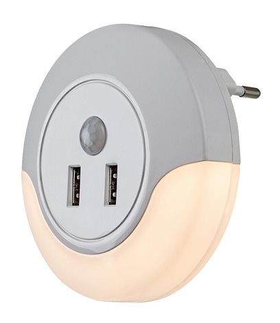 76012 LED Noční světlo do zásuvky se senzorem 2xUSB LED/13,9W/230V 3000K 1
