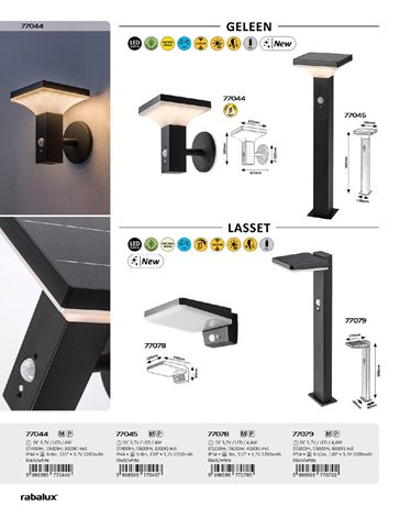 77078 Lasset  venkovní svítidlo solární LED 4,4W, 200lm, 4000K, IP54, senzor, černá 7