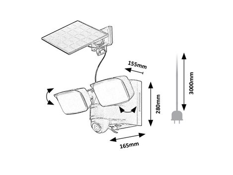 77091 Leszno venkovní svítidlo solární LED 10W, 800lm, 4000K, IP54, senzor, černá 7
