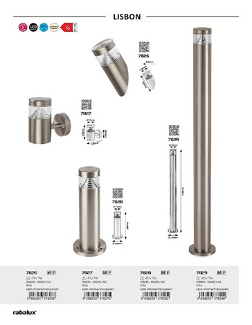 7828 Venkovní stojací lampa Lisbon nerezová ocel, IP54, LED 7W, 560 lm  8