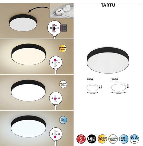 7897 LED venkovní stropnice Tartu 1x18W, 1800lm, 2800-6000K, IP44 3