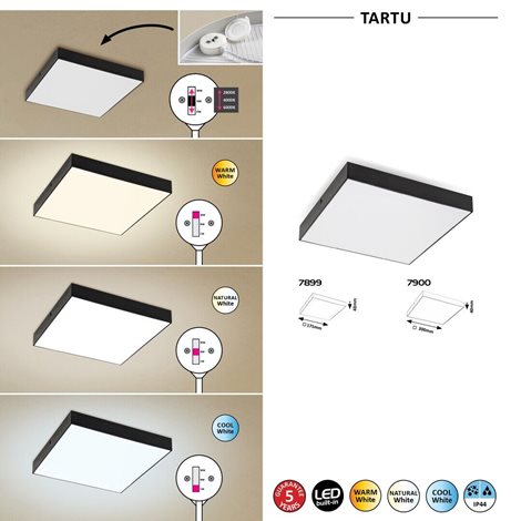 7900 LED Stropní svítidlo Tartu LED/24W/230V 3000-6000K IP44 černá 3