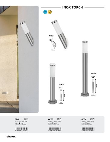 8264 Venkovní svítidlo INOX TORCH E27 1x60W, IP44 4