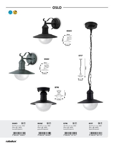 8680 Venkovní nástěnné svítidlo 1xE27/60W/230V IP44 6