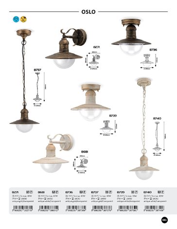 8681 Venkovní nástěnné svítidlo OSLO 1xE27/60W/230V IP44 6