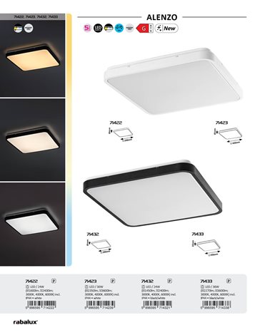 71422 Koupelnové stropní svítidlo ALENZO LED 24W 230V 3000+4000+6000K IP44 29x29 cm bílá 10