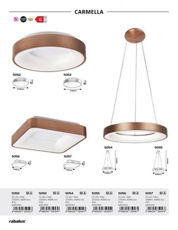 5052 Stropní LED svítidlo CARMELLA 380mm 30W 1950lm 4000K IP20 bílá/zlatá 6