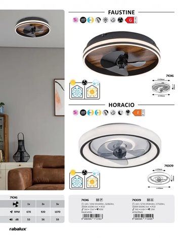 71009 Stropní svítidlo s ventilátorom HORACIO LED D470mm 67W 5850lm 3000-6000K černá, bílá 11