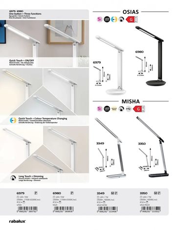 3349 Stolní svítidlo MISHA LED 7W 360-400lm 4000K stříbrná, bílá, IP20 stmívatelné 6