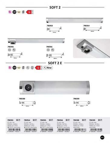 78038 Podlinkové svítidlo se zásuvkou SOFT2E LED 5W 230V 4000K 45 cm IP20 stříbrná 7
