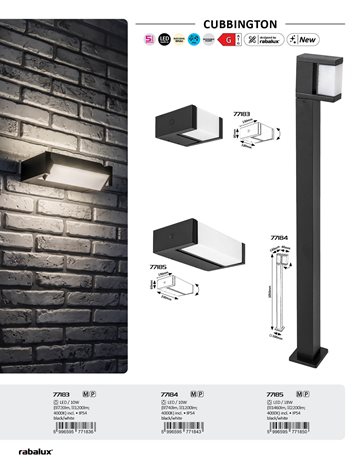 77185 Venkovní nástěnné svítidlo CUBBINGTON LED 18W/1460lm 4000K IP54 černá 13