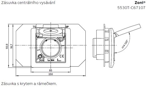 5530T-C67107 500 Zásuvka centrálního vysávání, se základnou a rámečkem; Zoni®, bílá 2