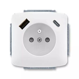 5569A-A32357 B Zásuvka 1násobná s kolíkem, s clonkami, s nabíjením USB-A, USB-C