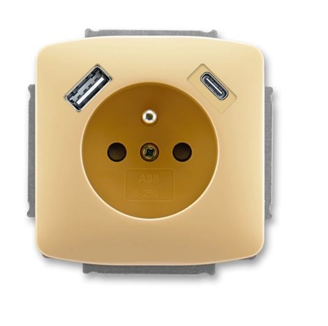 5569A-A32357 D Zásuvka 1násobná s kolíkem, s clonkami, s nabíjením USB-A, USB-C