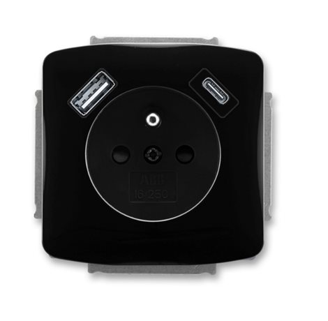 5569A-A32357 N Zásuvka 1násobná s kolíkem, s clonkami, s nabíjením USB-A, USB-C