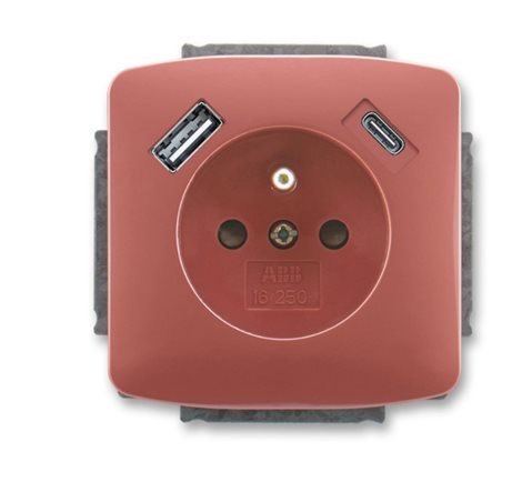 5569A-A32357 R2 Zásuvka 1násobná s kolíkem, s clonkami, s nabíjením USB-A, USB-C