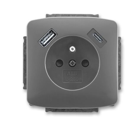 5569A-A32357 S2 Zásuvka 1násobná s kolíkem, s clonkami, s nabíjením USB-A, USB-C