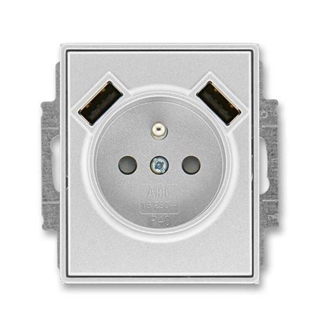 5569E-A32357 08 Zásuvka 1násobná s kolíkem, s clonkami, s nabíjením USB-A, USB-C