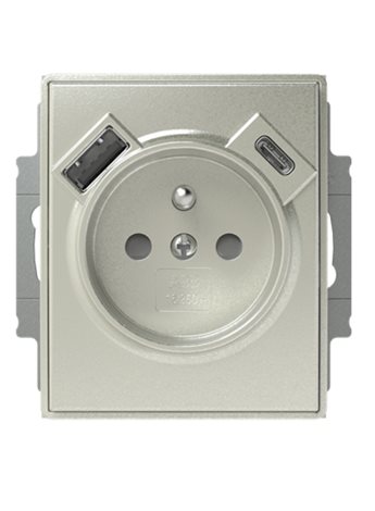 5569E-A32357 32 Zásuvka 1násobná s kolíkem, s clonkami, s nabíjením USB-A, USB-C