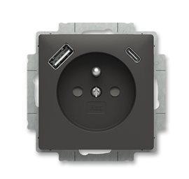 5569T-A32357 237 Zásuvka 1násobná s kolíkem, s clonkami, s nabíjením USB-A, USB-C