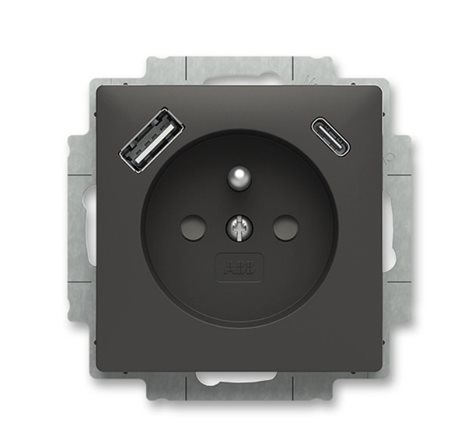 5569T-A32357 237 Zásuvka 1násobná s kolíkem, s clonkami, s nabíjením USB-A, USB-C