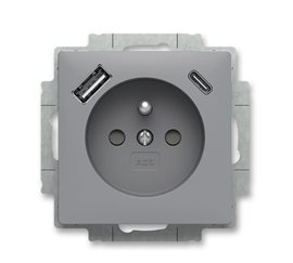 5569T-A32357 241 Zásuvka 1násobná s kolíkem, s clonkami, s nabíjením USB-A, USB-C
