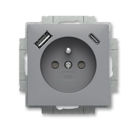 5569T-A32357 241 Zásuvka 1násobná s kolíkem, s clonkami, s nabíjením USB-A, USB-C