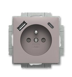 5569T-A32357 244 Zásuvka 1násobná s kolíkem, s clonkami, s nabíjením USB-A, USB-C