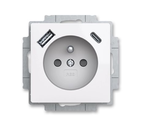 5569T-A32357 500 Zásuvka 1násobná s kolíkem, s clonkami, s nabíjením USB-A, USB-C