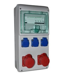 1316514 zásuvková skříň 3x 230V + 2x5/16A chránič