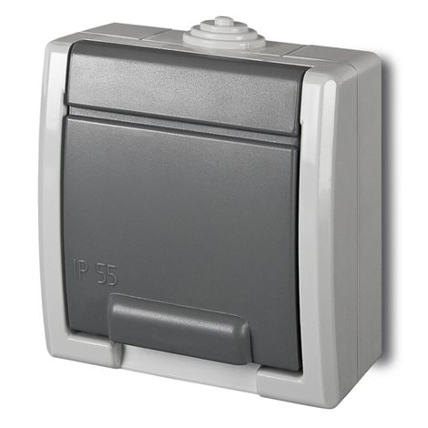 ATLAS IP55 Zásuvka 2P+PE SCHUKO, šedá