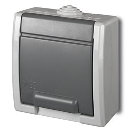 ATLAS IP55 Zásuvka 2P+PE s ochr. kolíkem, šedá
