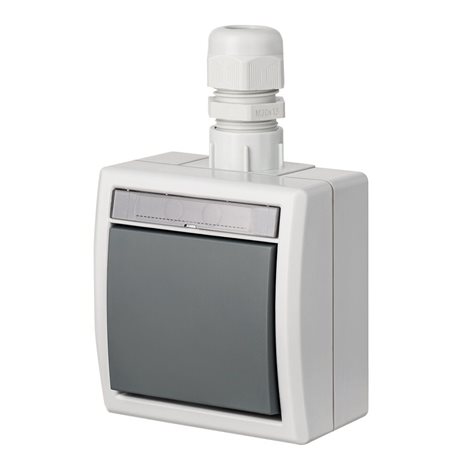 ATLAS IP65 Přepínač střídavý č.6 s vývodkou M20, na povrch, šedý