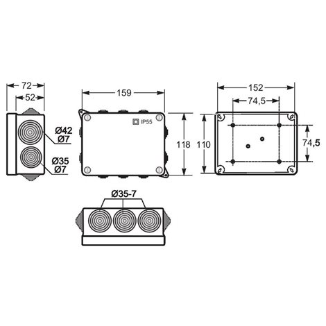 Krabice AcquaBOX 3012 IP55 160x120x73mm 2