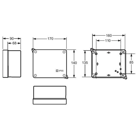 Krabice AcquaBOX 3043 IP55 170x140x90mm průhledné víko, hladké boky 2