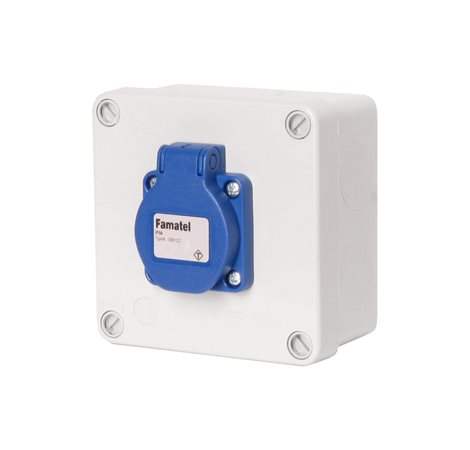 Krabice 3061 IP54 1x230V s ochr. kolíkem, 112x112x64mm, hladké boky