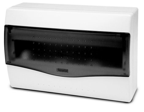 Rozvodnice NUOVA 3612 IP40, 12mod., na omítku, průhl. dveře, 195x284x100mm