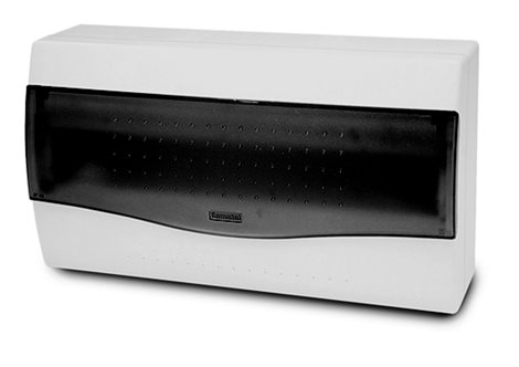 Rozvodnice NUOVA 3618 IP40, 17,5mod., na omítku, průhl. dveře, 195x350x100mm