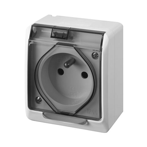 GALATEA IP44 Zásuvka 2P+PE (bílá / průhledné víčko)