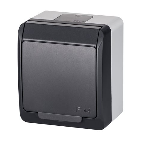 GALATEA IP44 Zásuvka 2P+PE (antracit) 1