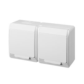 GALATEA IP44 Zásuvka 2x 2P+PE, 2-násobná vodorovná (bílá)