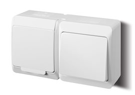 GALATEA IP44 Přepínač střídavý č.6+zásuvka 2P+PE (bílá)
