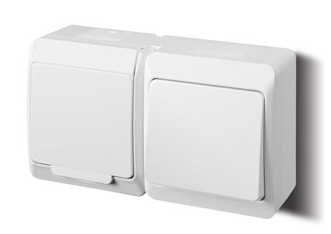 GALATEA IP44 Přepínač střídavý č.6+zásuvka 2P+PE (bílá)