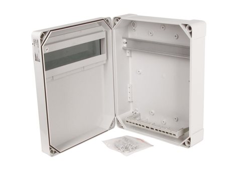 Skříň FlatBOX 5813 IP65, 13mod., na omítku, průhl. dveře, 340x270x120mm 2