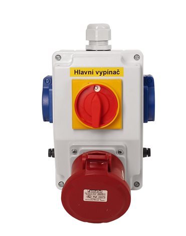 Zás. krabice s hl. vypínačem 0-1 sb225 IP44 2x230V/16A, 1x400V/32A/5